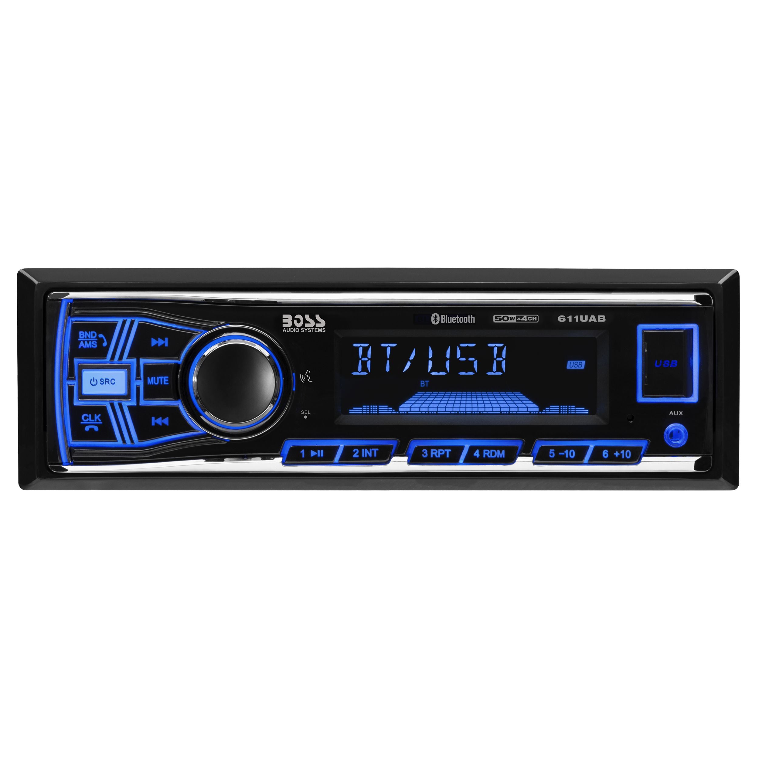 Boss 611UAB - MECH-LESS Multimedia Player (No CD/DVD) Bluetooth Single DIN 50W x 4