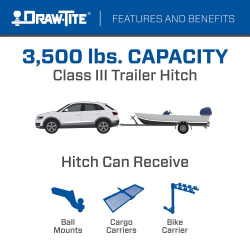 Draw Tite® • 76916 • Hidden Hitch® • Trailer Hitch Class III • Class III 2" (350 Lbs lbs GTW/3500 Lbs lbs TW) • Dodge Grand Caravan 22