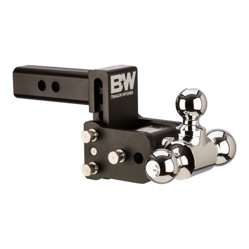 BW TS10047B - Class 4 Tow & Stow Adjustable 3" Drop Black Tri-Ball Mount for 2" Receivers