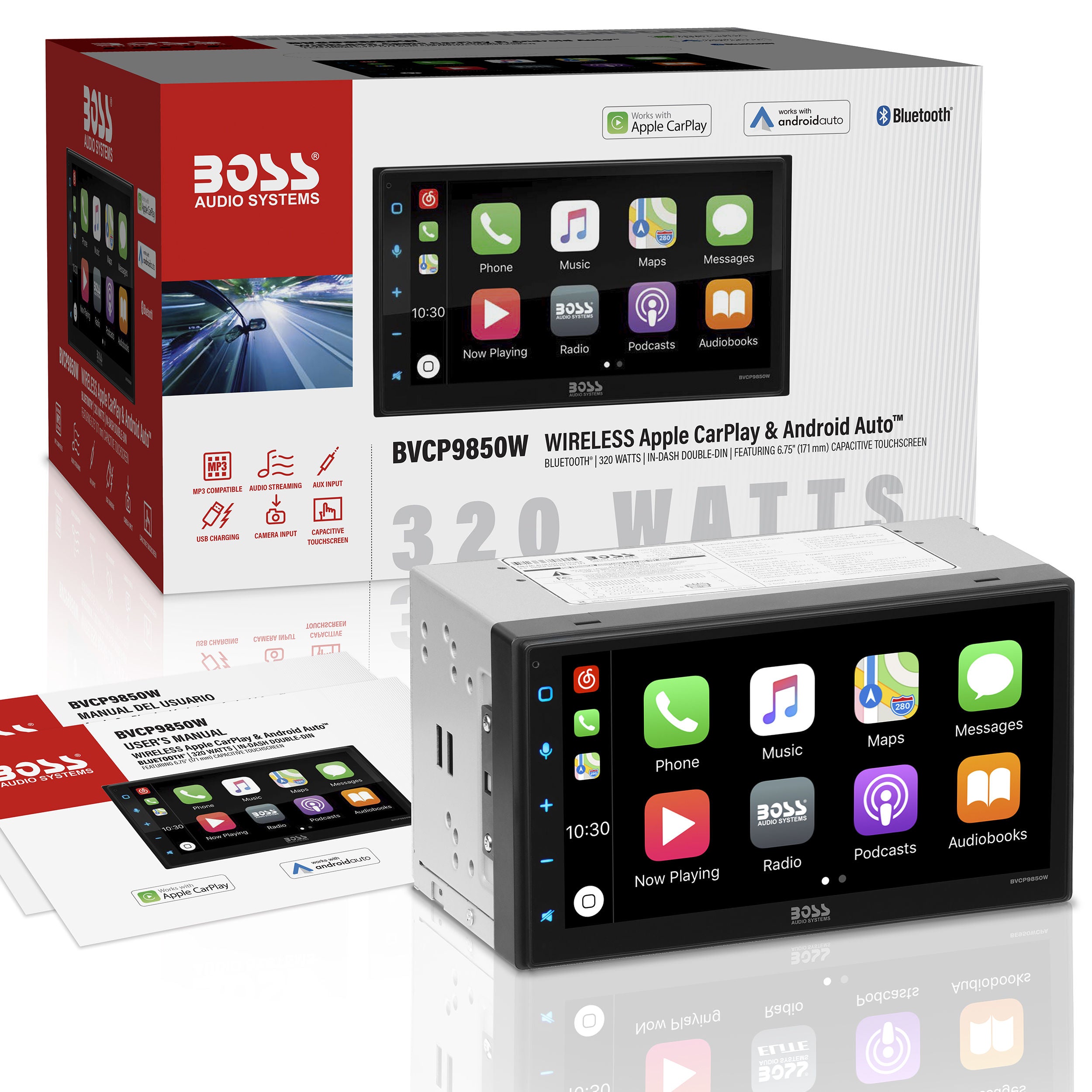 Boss BVCP9850W - Multimedia Player (no CD/DVD) 6.75" Touchscreen wireless CarPlay/Android
