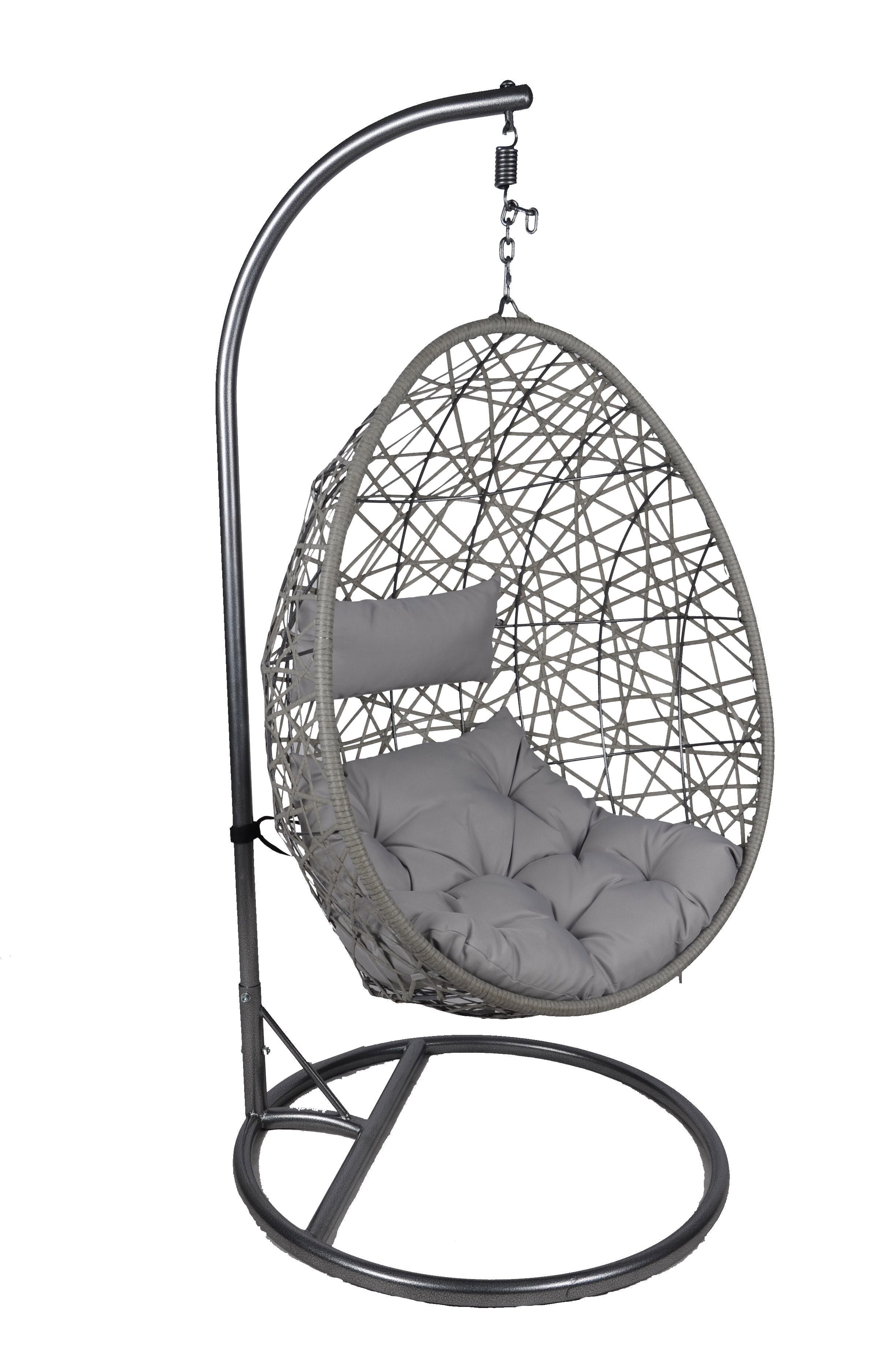 Willion CHAIR04 - Grey Hanging Egg Chair W/Pale Grey Cushion