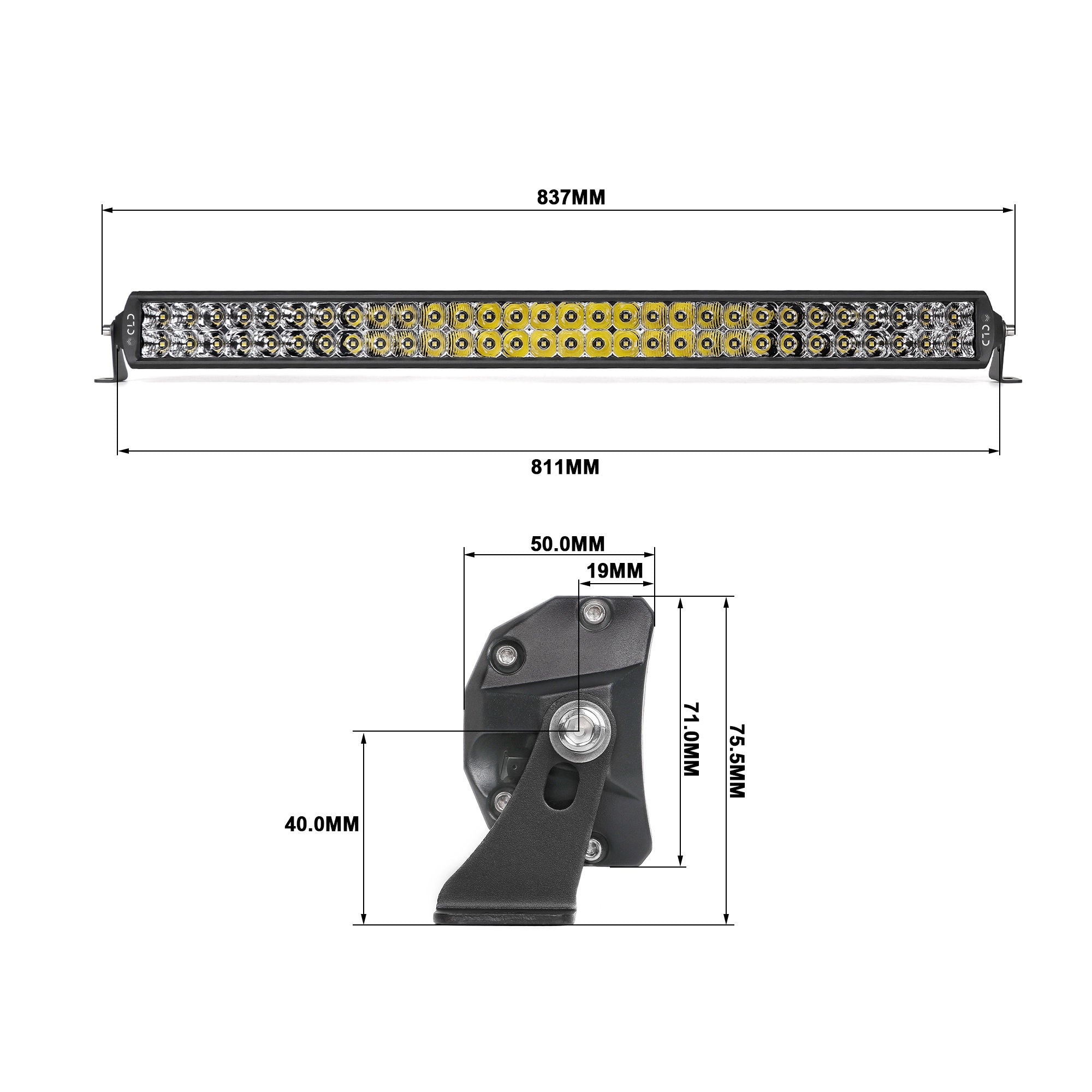 CLD CLDBAR30D - 30" Straight Dual Row Spot/Flood Combo Beam LED Light Bar - 11990 Lumens
