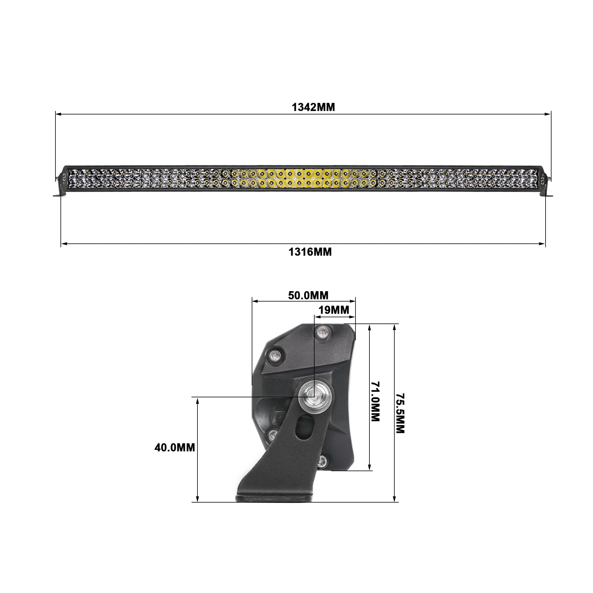 CLD CLDBAR50D - 50" Straight Dual Row Spot/Flood Combo Beam LED Light Bar - 18940 Lumens
