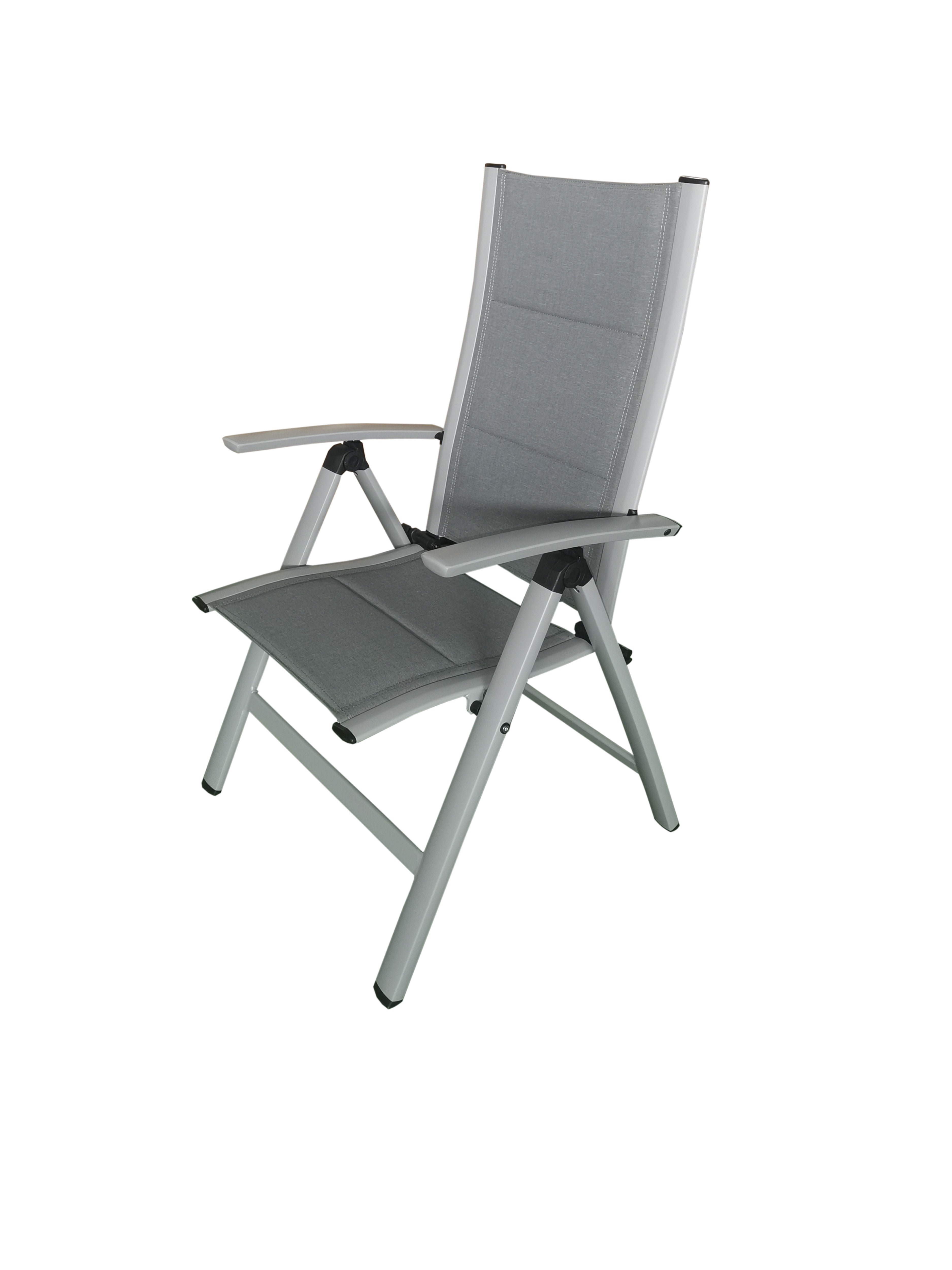 PatioZone Reclining Armchair with Quick-Dry Textilene and Aluminum Frame (MOSS-0438GPM) - Light Grey / Grey