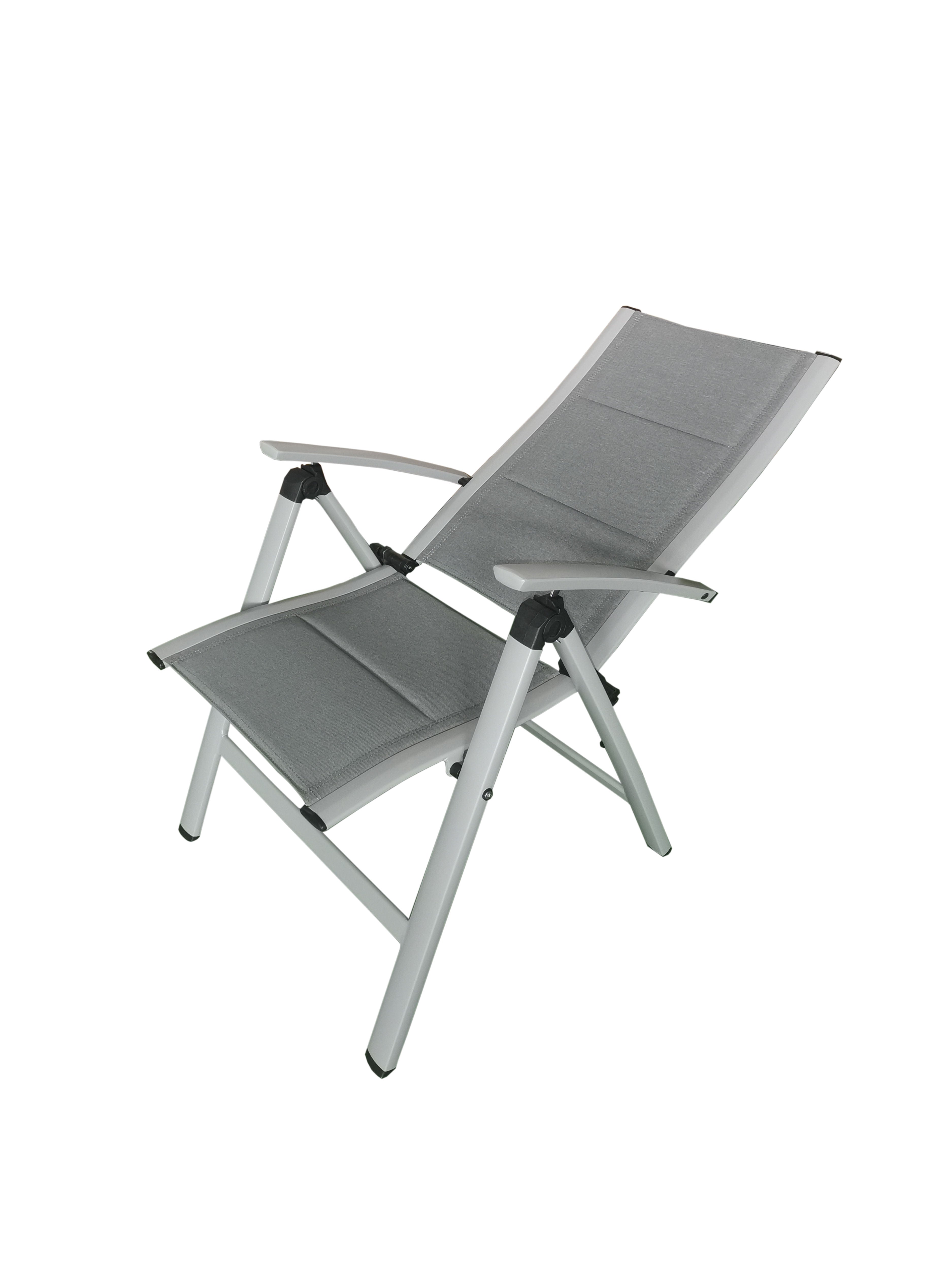PatioZone Reclining Armchair with Quick-Dry Textilene and Aluminum Frame (MOSS-0438GPM) - Light Grey / Grey