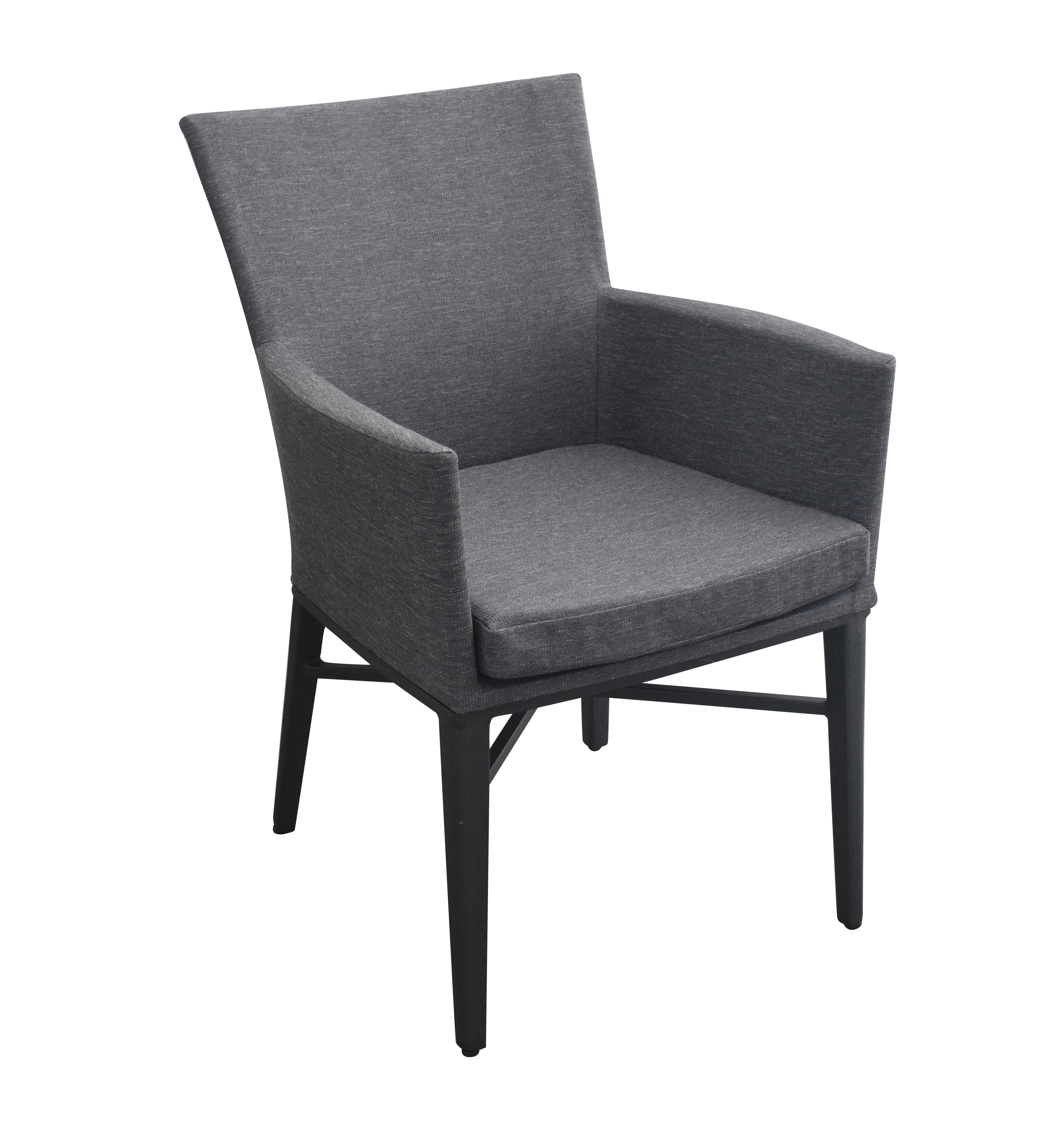 PatioZone Armchair with Quick-Dry Padded Textilene/Olefin Cushion and Aluminum Frame (MOSS-0818NC) - Black / Heather Grey