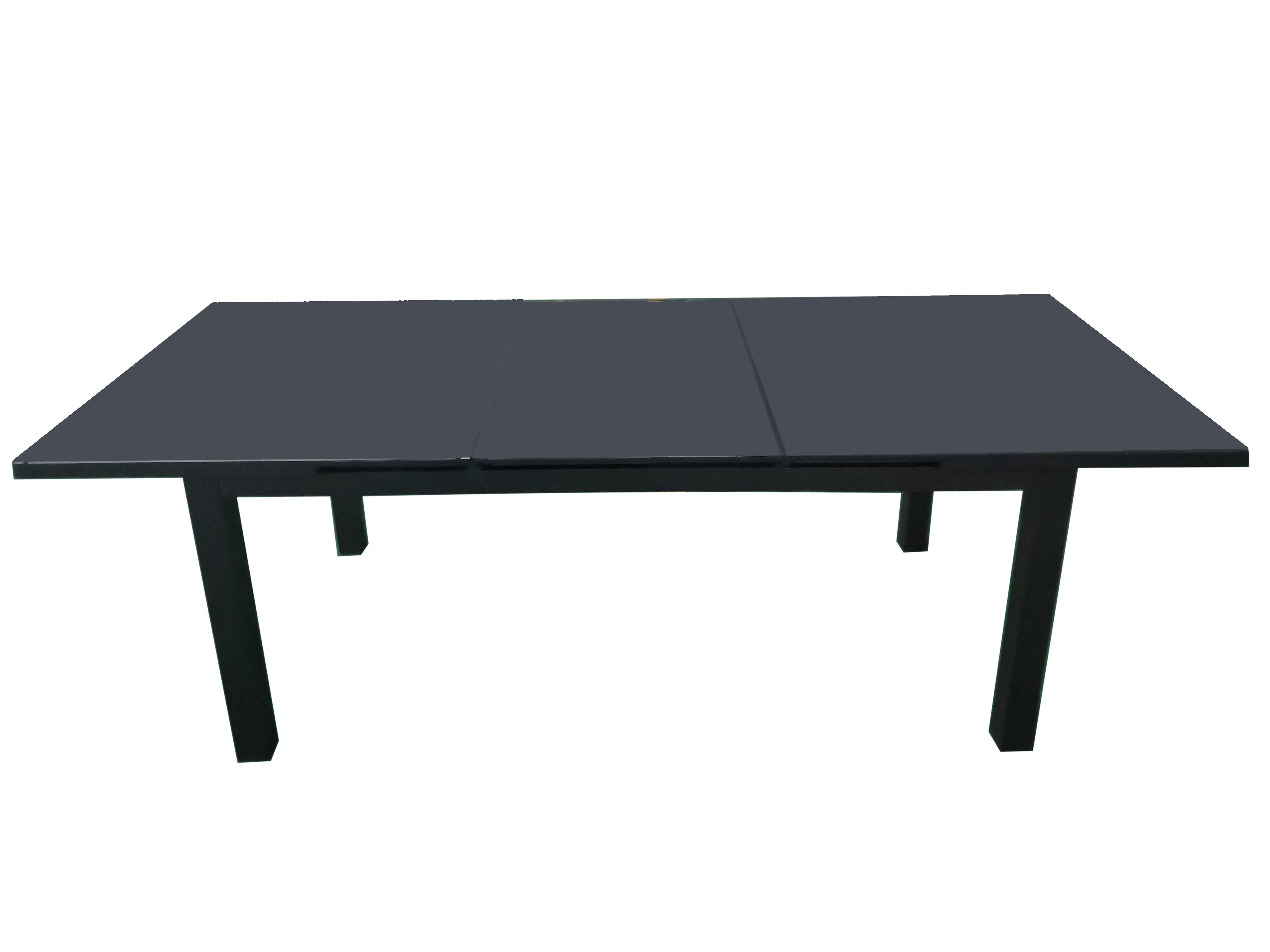 MOSS MOSS-102NC - Akumal Collection, Black matte aluminum extendable table with black aluminum slats and up/down sliding mechanism 71"(95" with extension) x 39" x H 29.1"