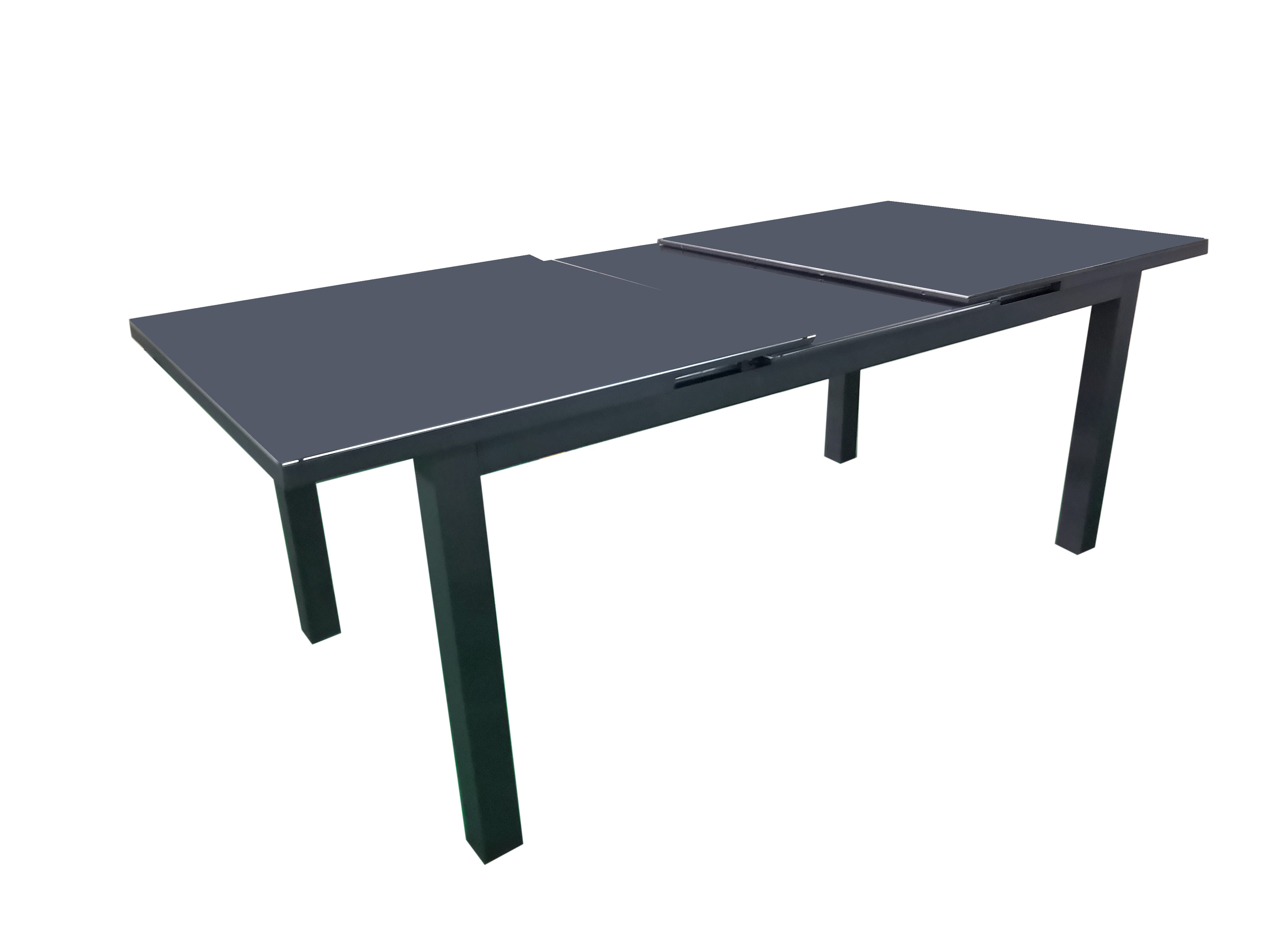 MOSS MOSS-102NC - Akumal Collection, Black matte aluminum extendable table with black aluminum slats and up/down sliding mechanism 71"(95" with extension) x 39" x H 29.1"