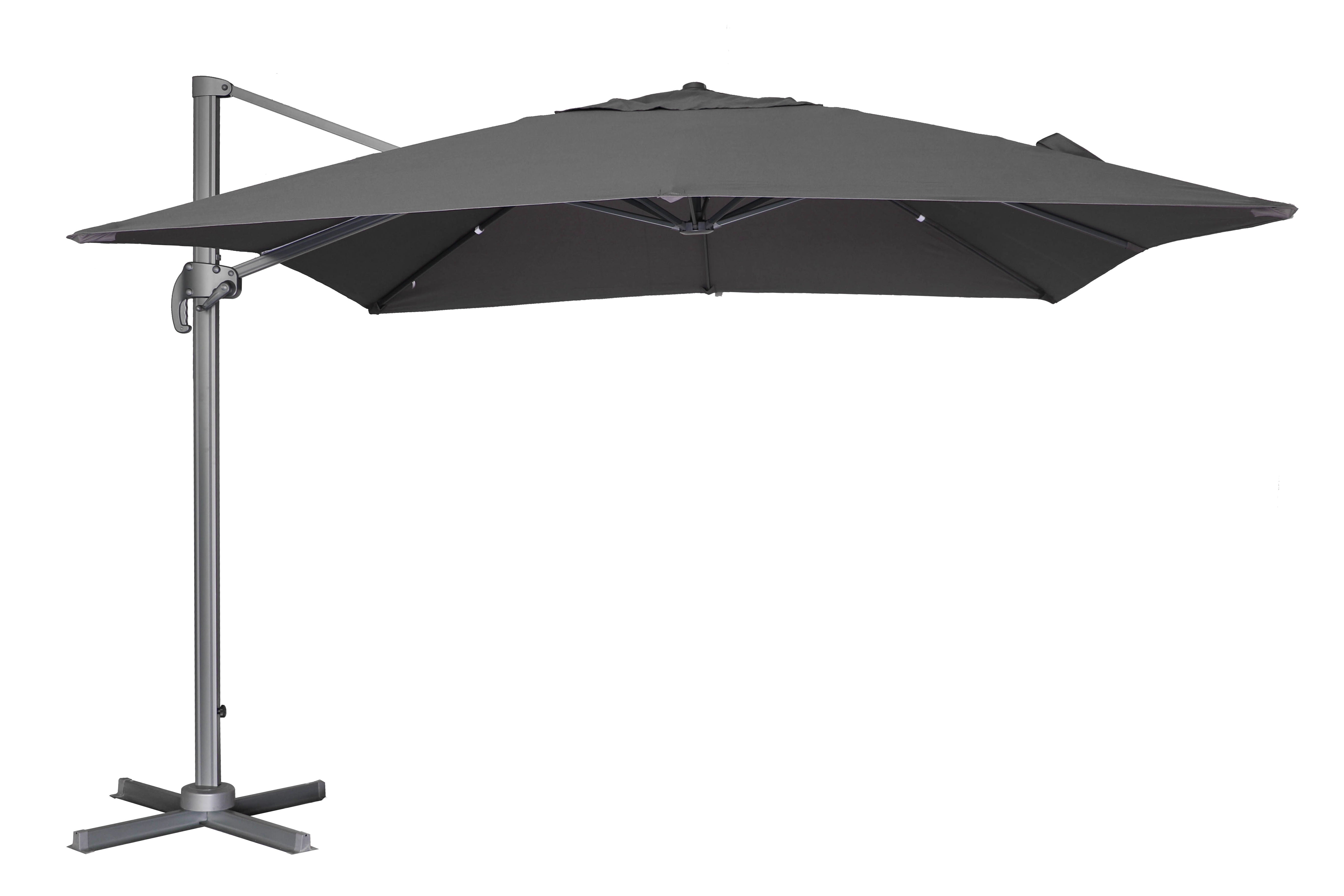 PatioZone 11' Tilting Rotating Luxury Offset Umbrella (Cover Incl.) in UV-Protected Polyester (MOSS-T1203C) - Charcoal