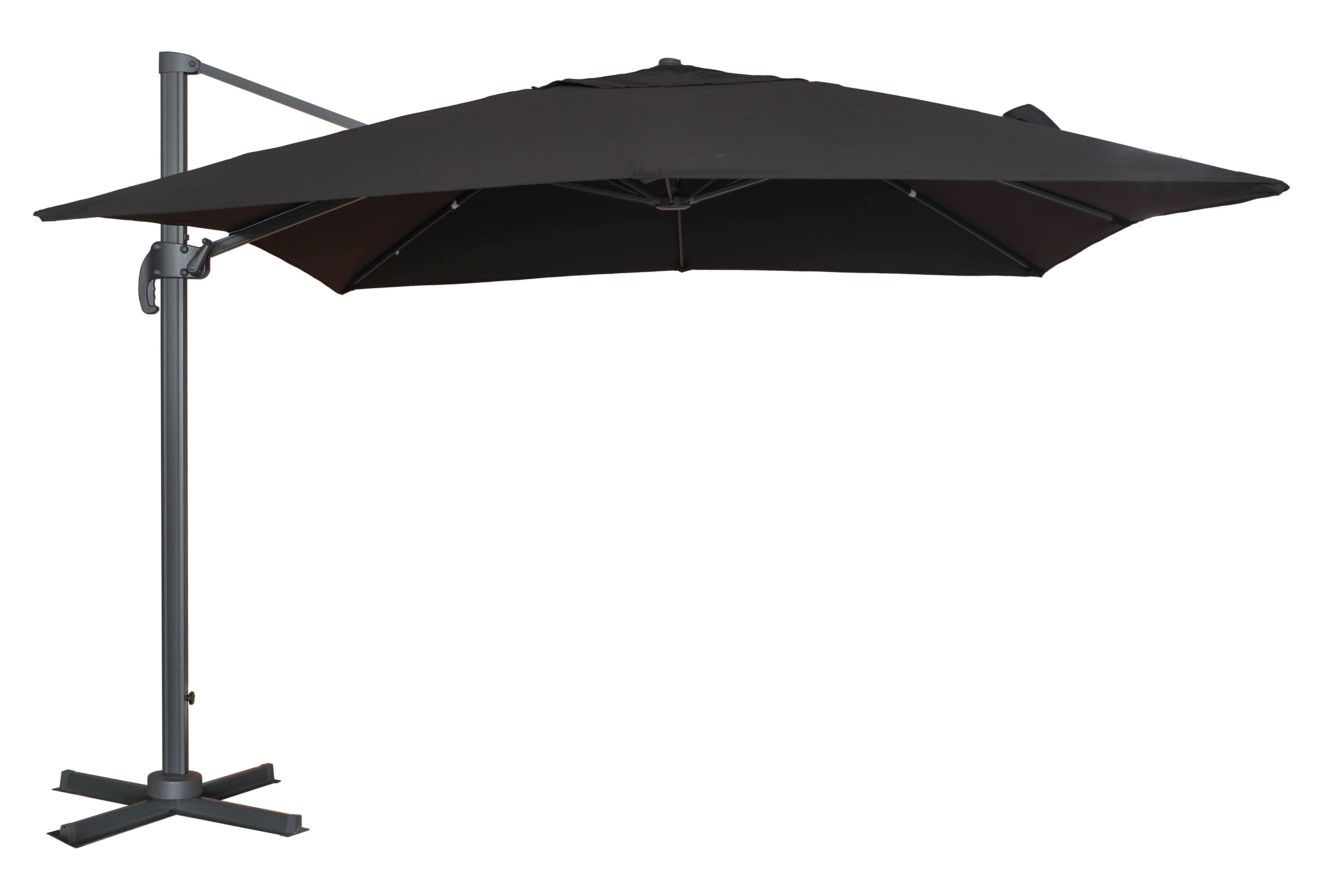 PatioZone 11' Tilting Rotating Luxury Offset Umbrella (Cover Incl.) in UV-Protected Polyester (MOSS-T1203N) - Black