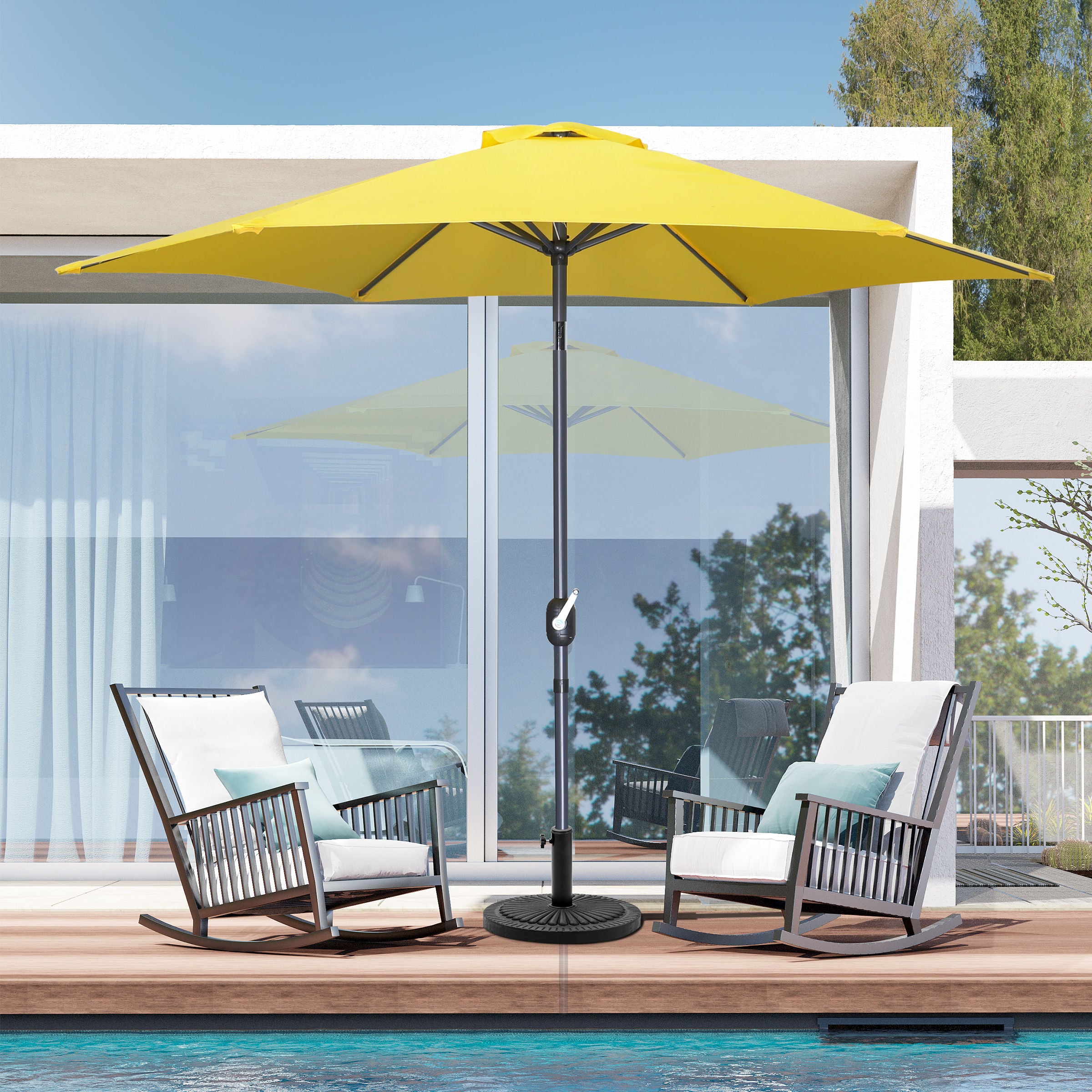 PatioZone 9' Tilting Market Umbrella (Cover Incl.) in UV-Protected Polyester (MOSS-T1204J) - Yellow
