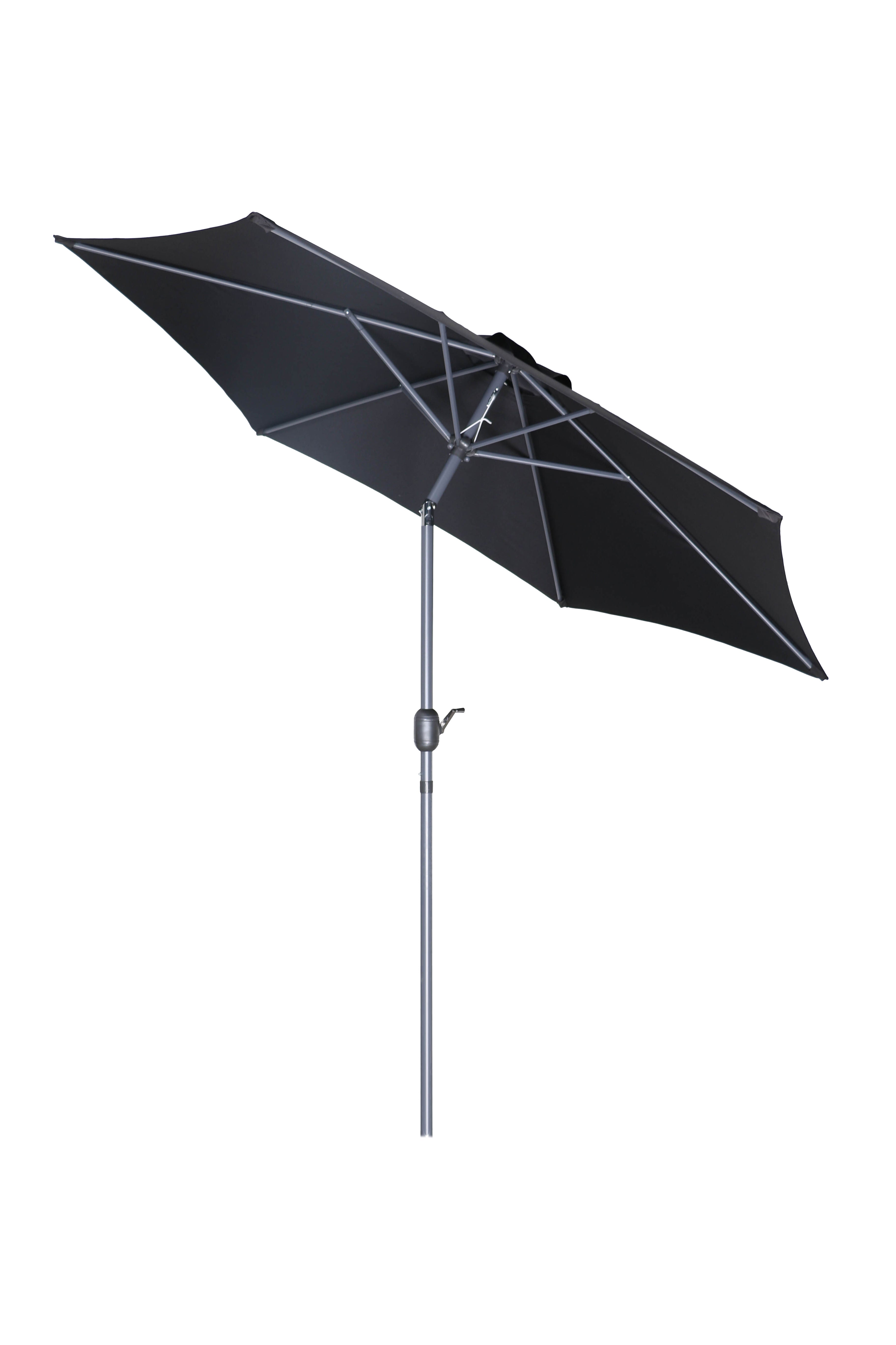 PatioZone 9' Tilting Market Umbrella (Cover Incl.) in UV-Protected Polyester (MOSS-T1204N) - Black
