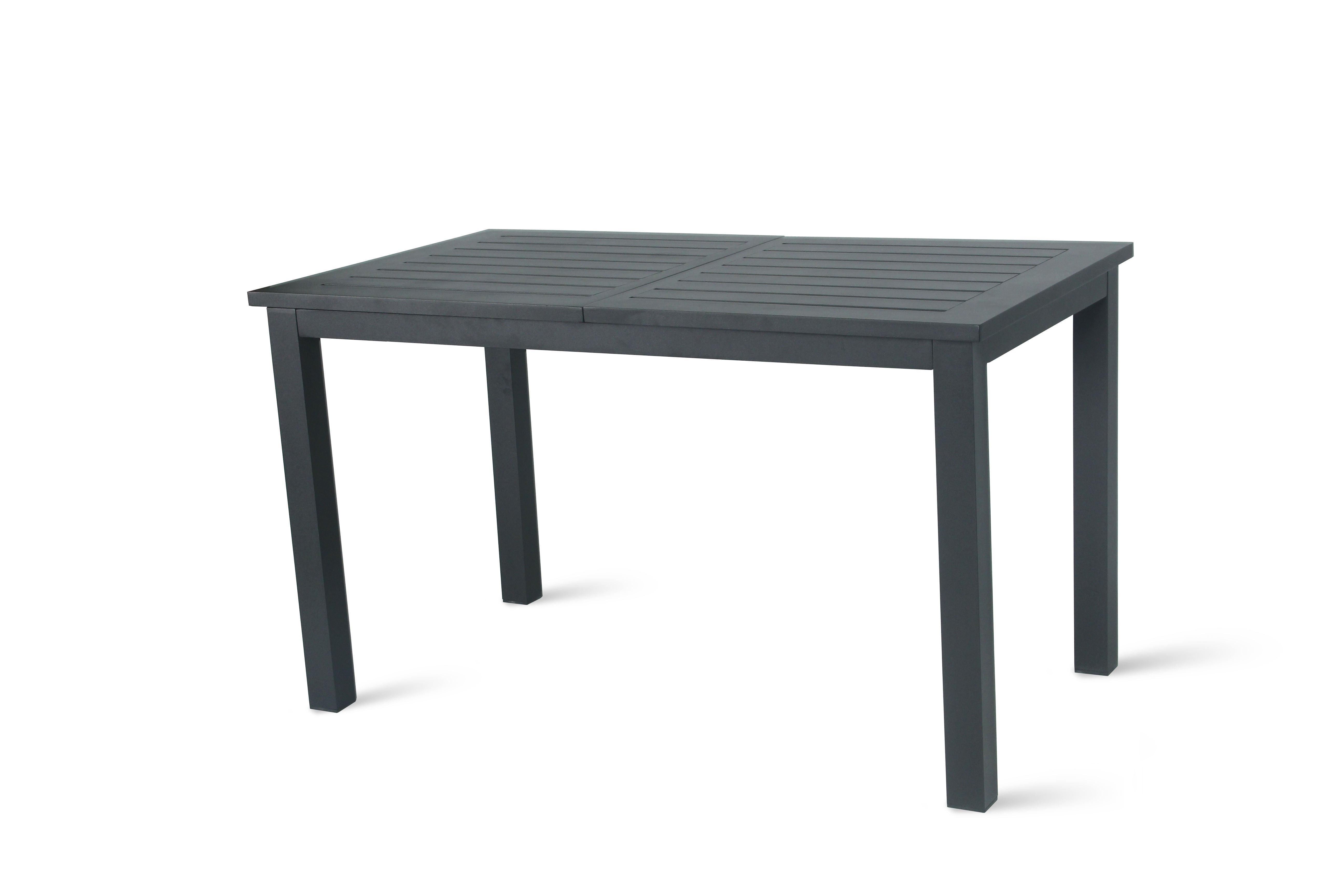 PatioZone Extendable Dining Table with Slated Tabletop (Butterfly Mechanism) Aluminum Frame (MOSS-T206C) - Matte Charcoal