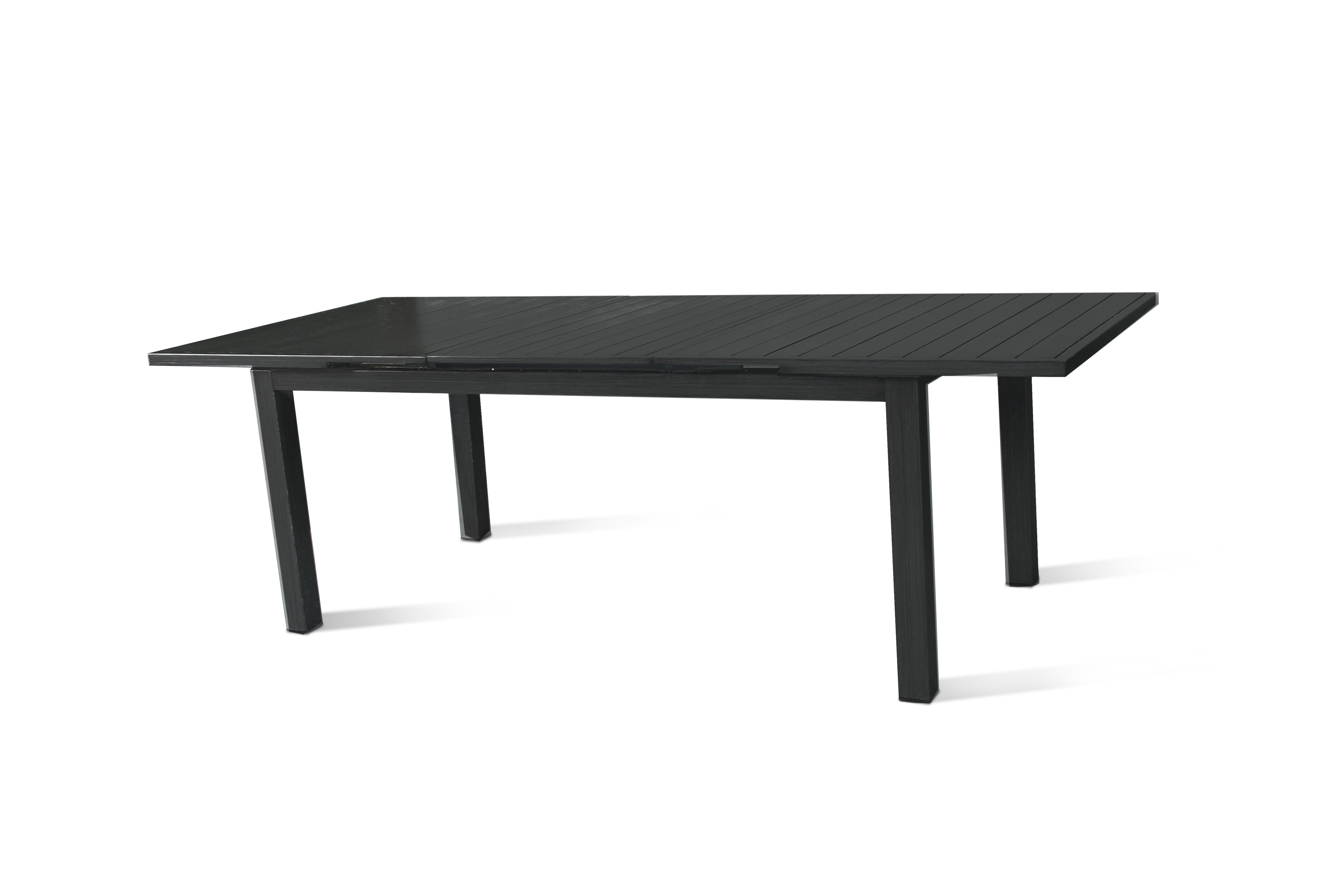 PatioZone Extendable Dining Table with Slated Tabletop (Butterfly Mechanism) Aluminum Frame (MOSS-T206N) - Matte Black
