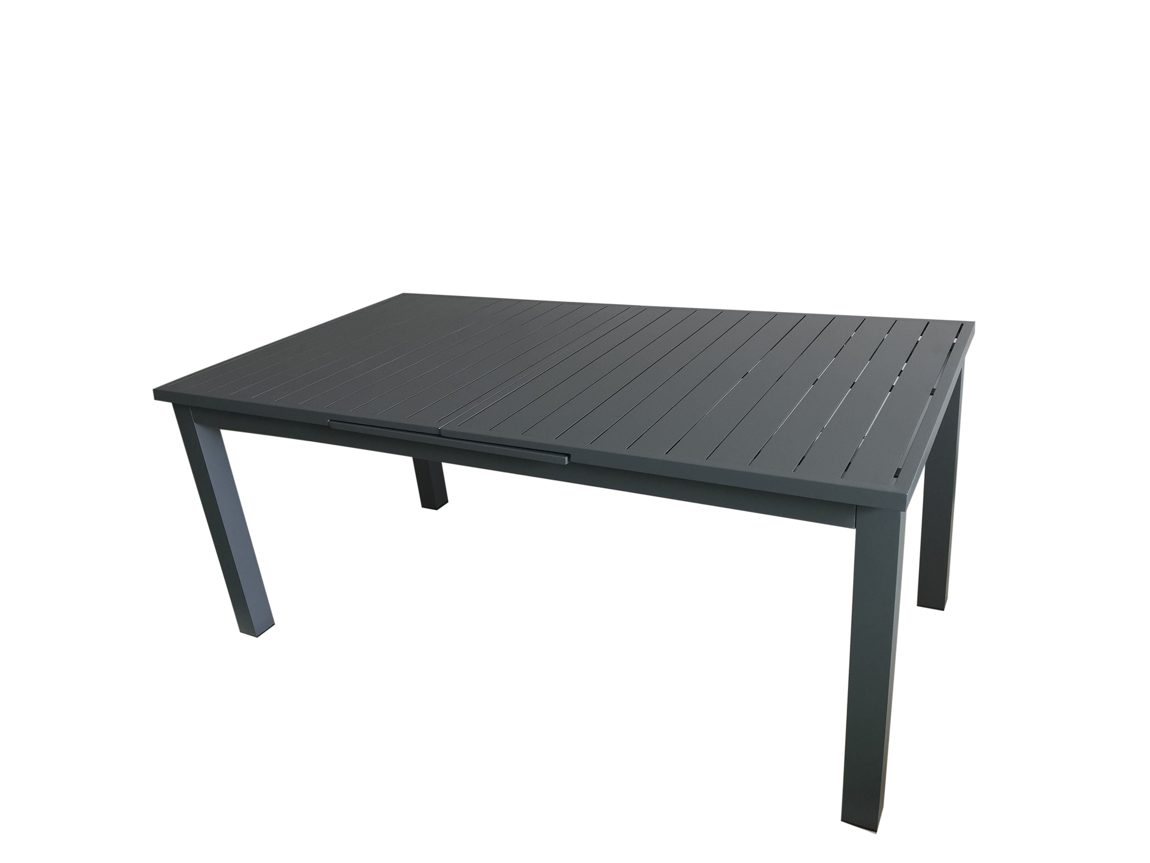 PatioZone Extendable Dining Table with Slated Tabletop (Sliding Mechanism) Aluminum Frame (MOSS-T306C) - Matte Charcoal