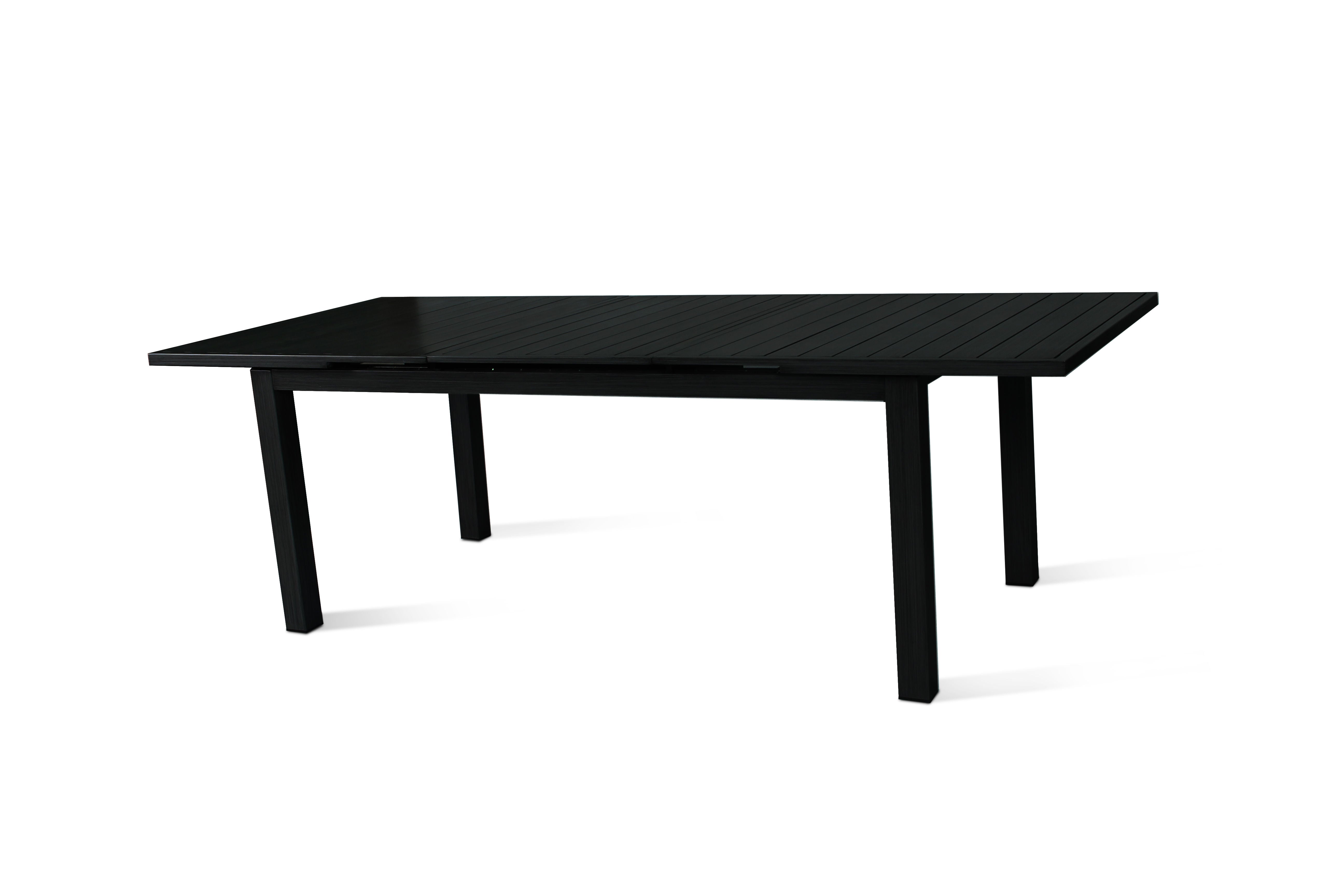PatioZone Extendable Dining Table with Slated Tabletop (Sliding Mechanism) Aluminum Frame (MOSS-T306N) - Matte Black