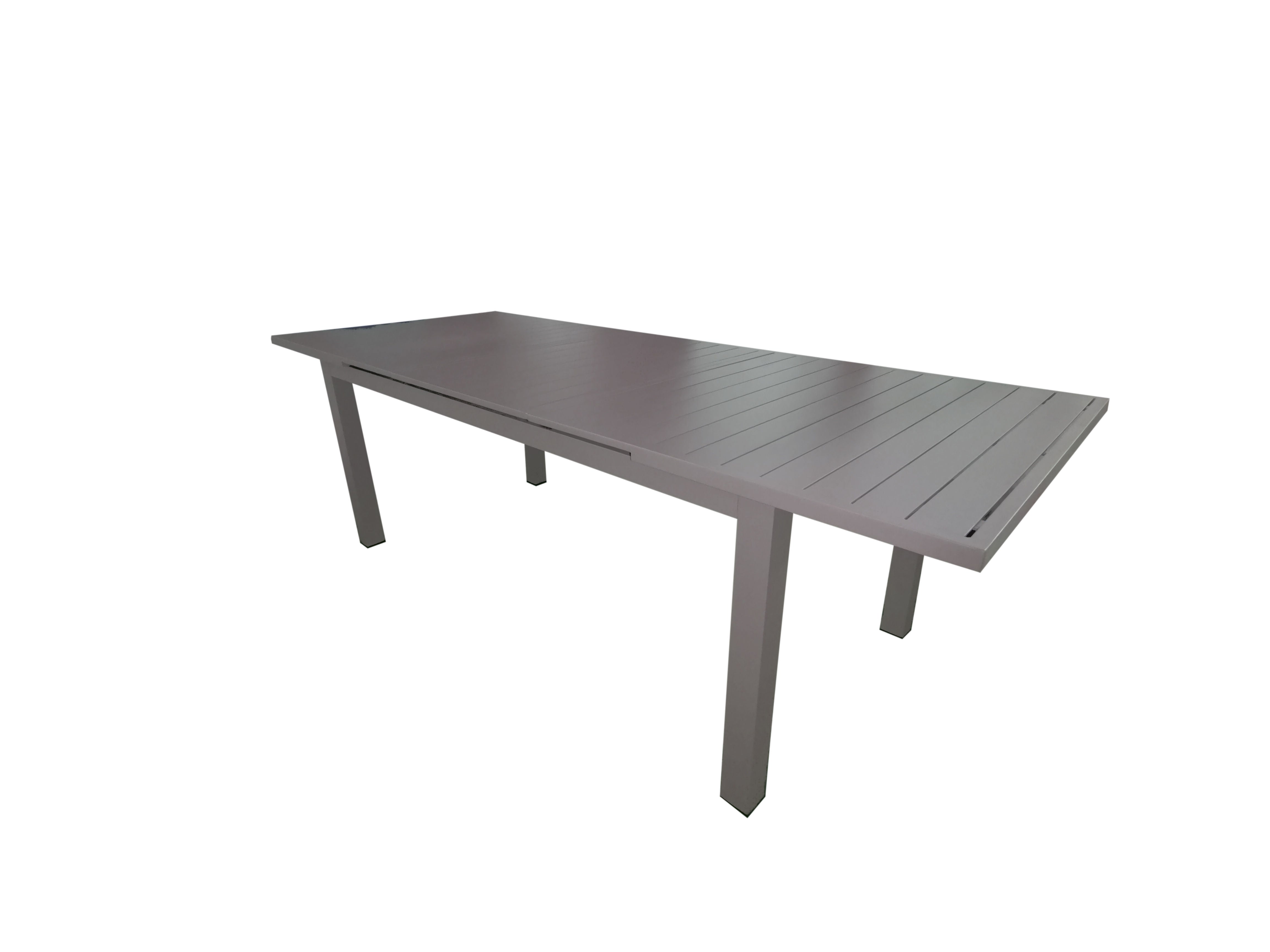 MOSS MOSS-T306TMA - Akumal Collection, Taupe matte extendable table with aluminum slats, tempered glass table top and up/down sliding mechanism 71"(95" with extension) x 39" x H 29.1"
