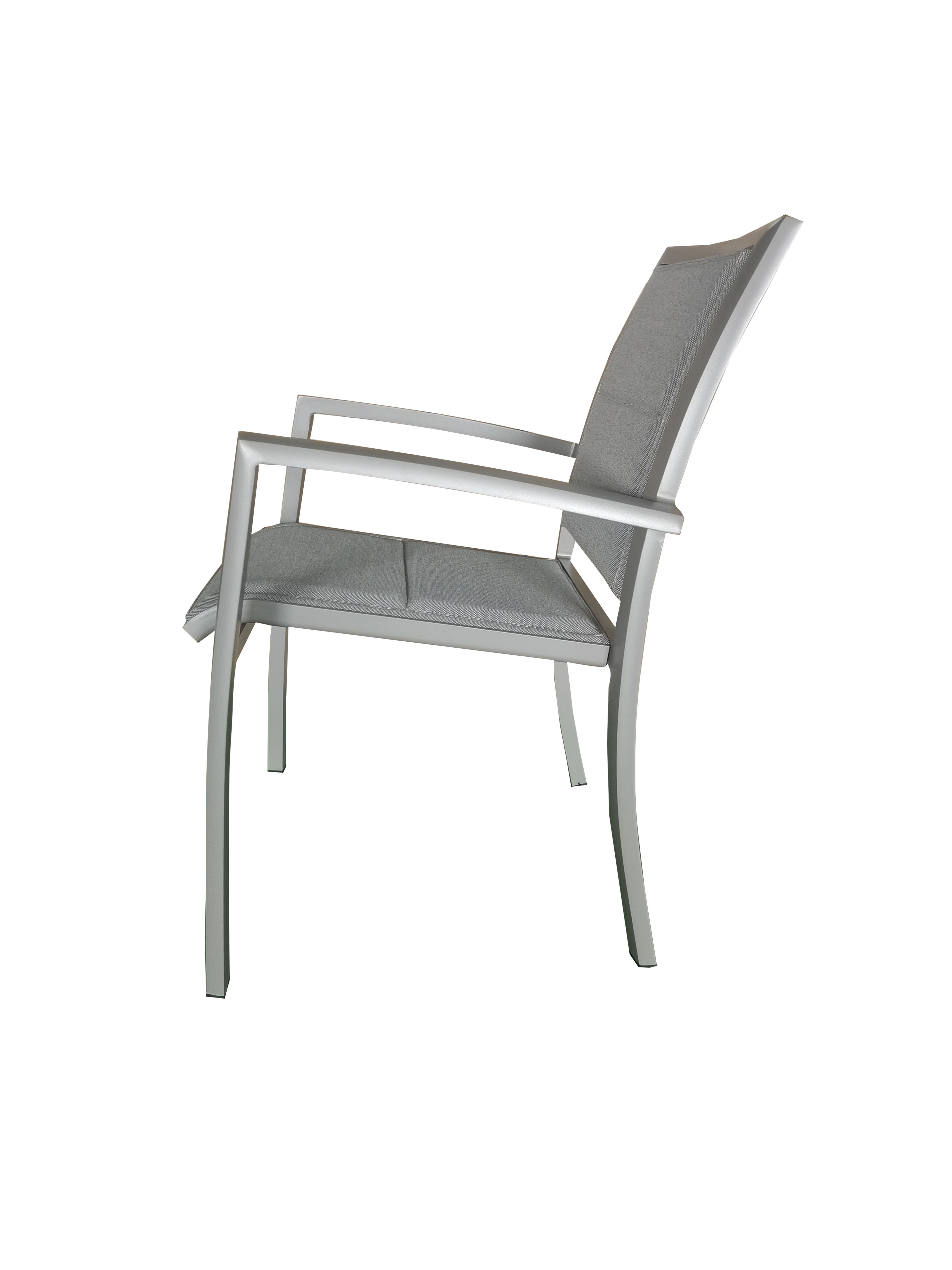 MOSS MOSS-T316TMA - Akumal Collection, Taupe matte aluminum stackable chair with quick dry padded taupe mix textilene seat 24" x 31" x H 36"