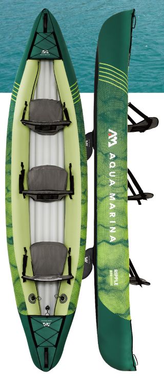 Aquamarina RI-370 - Ripple, Inflatable Kayak & Canoe 3 Person 12'2"x33"