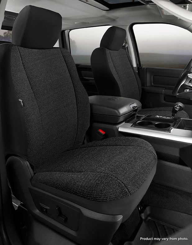 FIA® • TRS47-34 BLACK • Wrangler Series Solid • “Authentic Saddle Blanket” custom fit truck seat covers with solid color • Ford F-150 (Bucket Seats) 15-23 / F-250, F-350 (Bucket Seats) 17-23