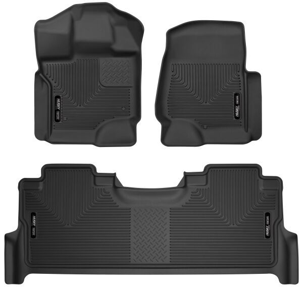 Husky Liners® • 53468 • X-Act Contour • Floor Liners • Black • Front & 2nd Seat • Ford F-150 21-22 with Fold Flat Storage