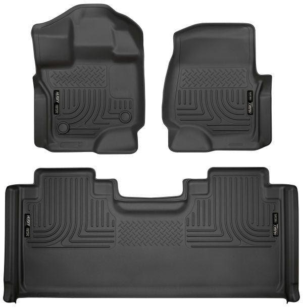 Husky Liners® • 94051 • WeatherBeater • Floor Liners • Black • Front & 2nd row • Ford F-150 15-22