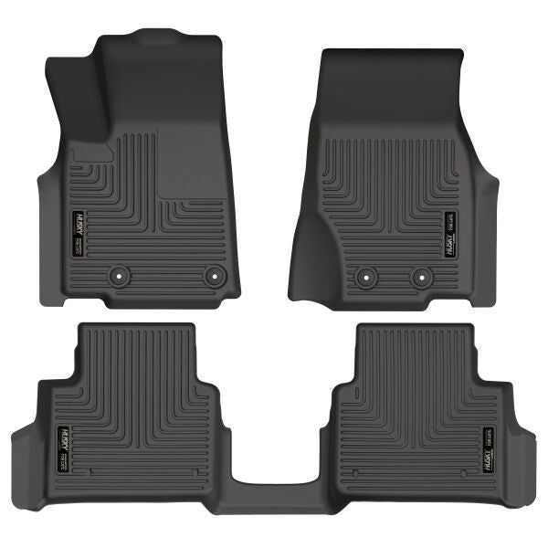 Husky Liners® • 99181 • WeatherBeater • Floor Liners • Black • Front & 2nd row • Jeep Grand Cherokee L 21 2nd row Bucket Seats with floor console