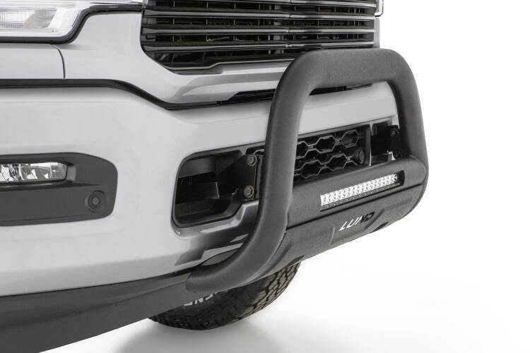 Lund 47121213 - 3.5" Black Steel Bull Bar with Integrated LED Light Bar and with skid plate for Toyota Tacoma 16-22